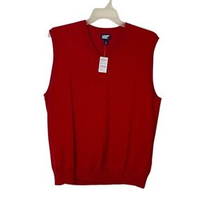 Lands' End Mens Red V-Neck Pullover Sweater Vest Size L 42-44 New With Tags